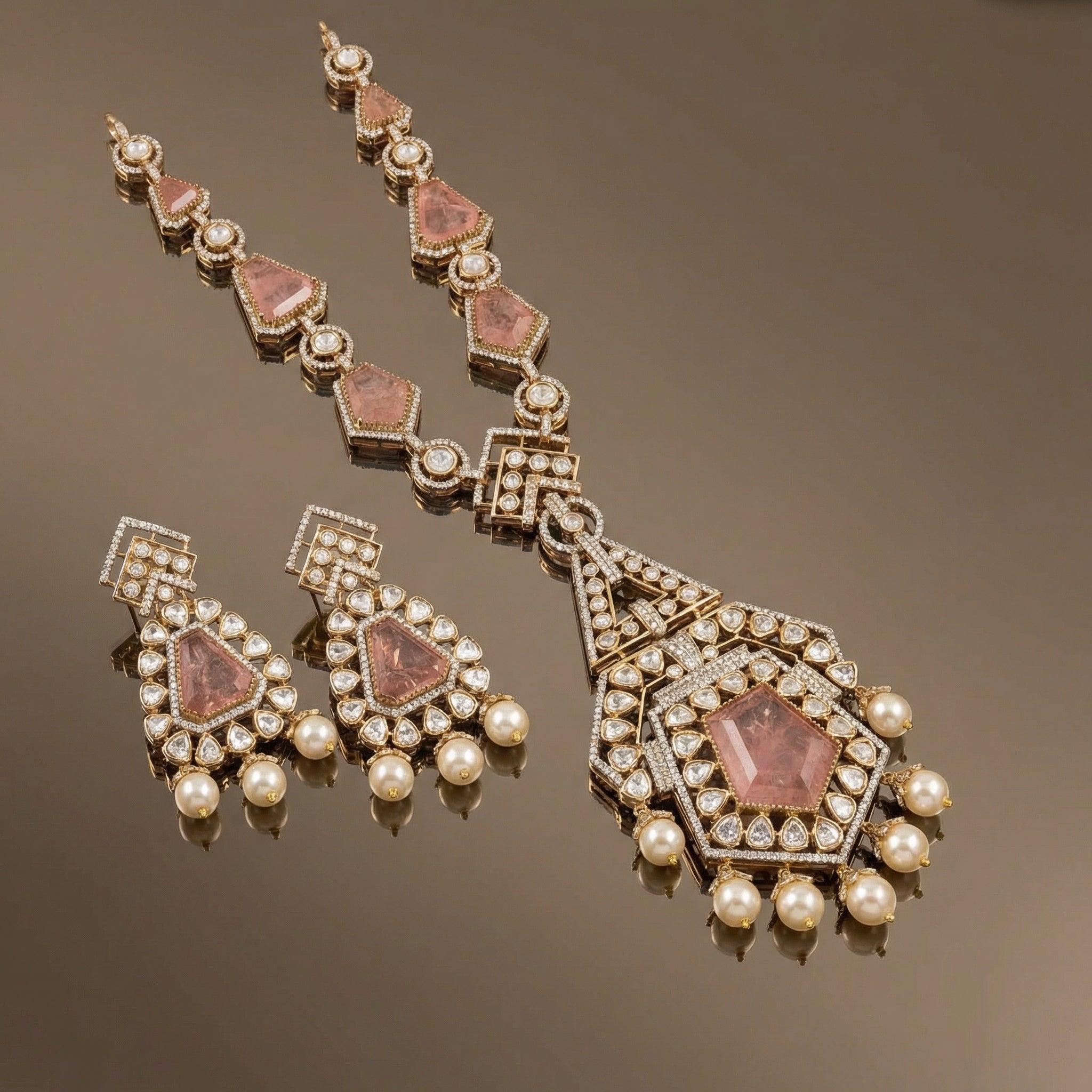 Peony Blush Long Necklace Set