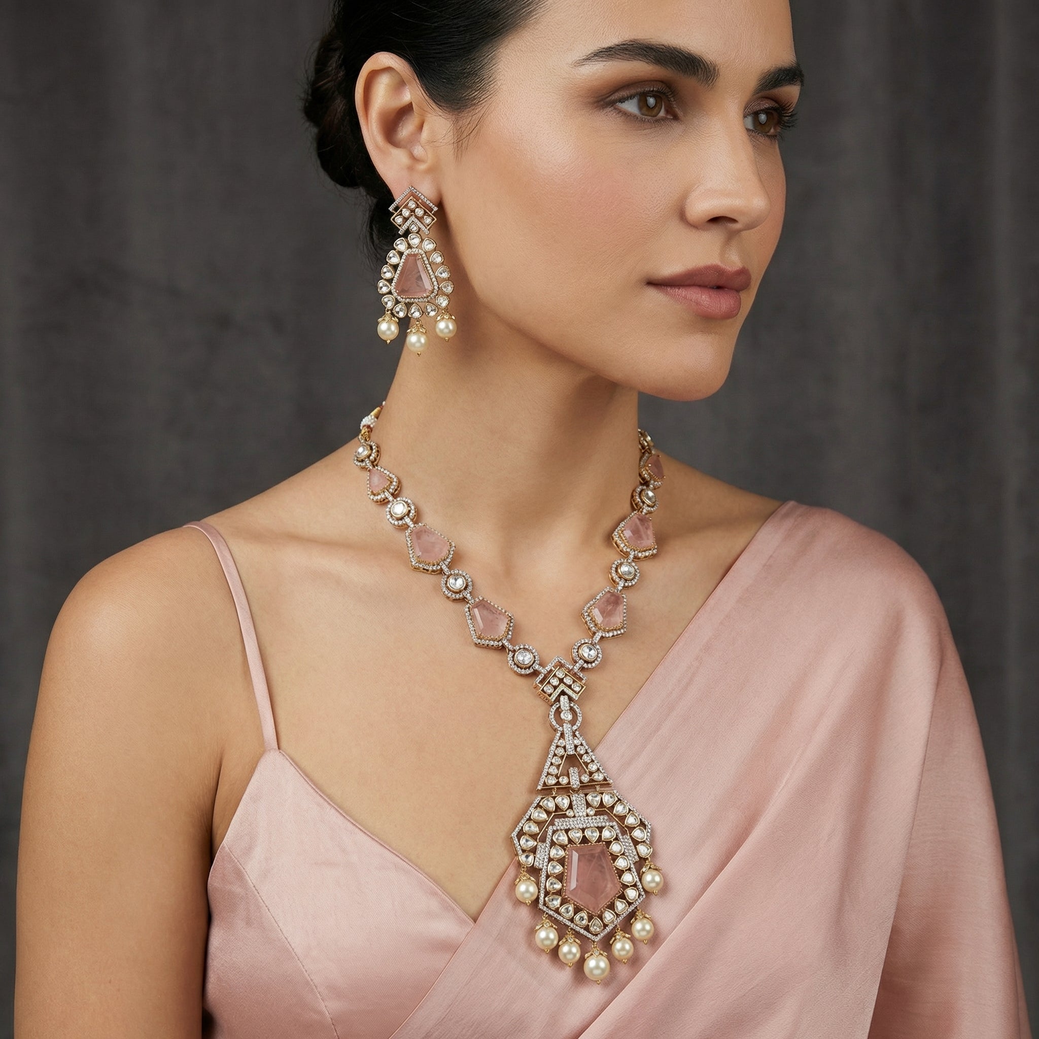 Peony Blush Long Necklace Set