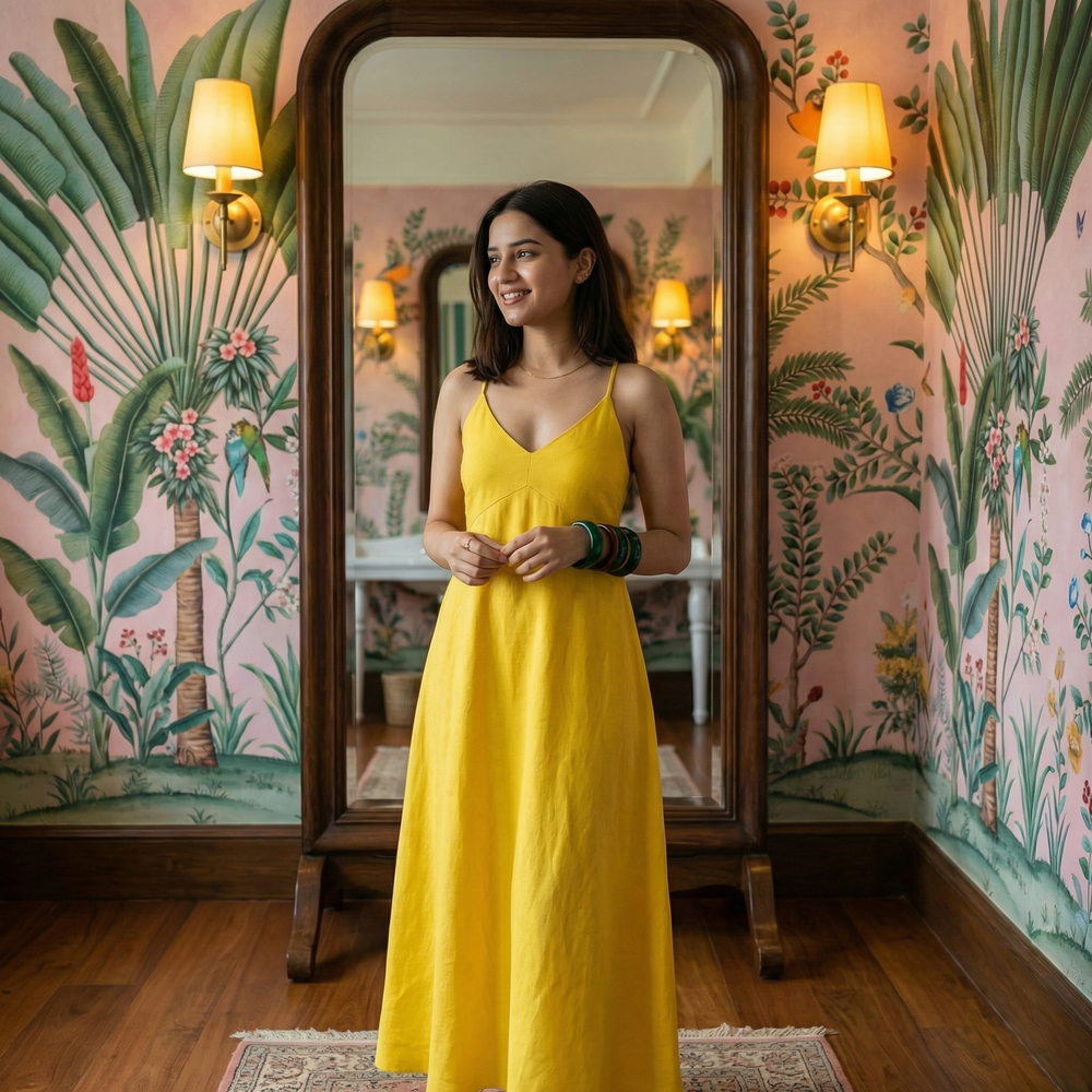 Sundrenched sun-hued resort dress – Ozel