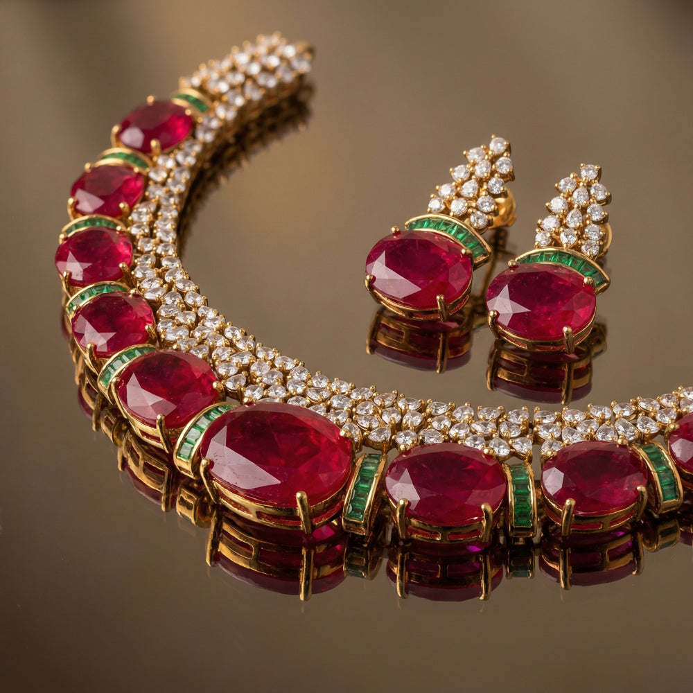 Rajkumari Ruby & Emerald Heirloom Set – handcrafted heirloom jewelry by Ozel