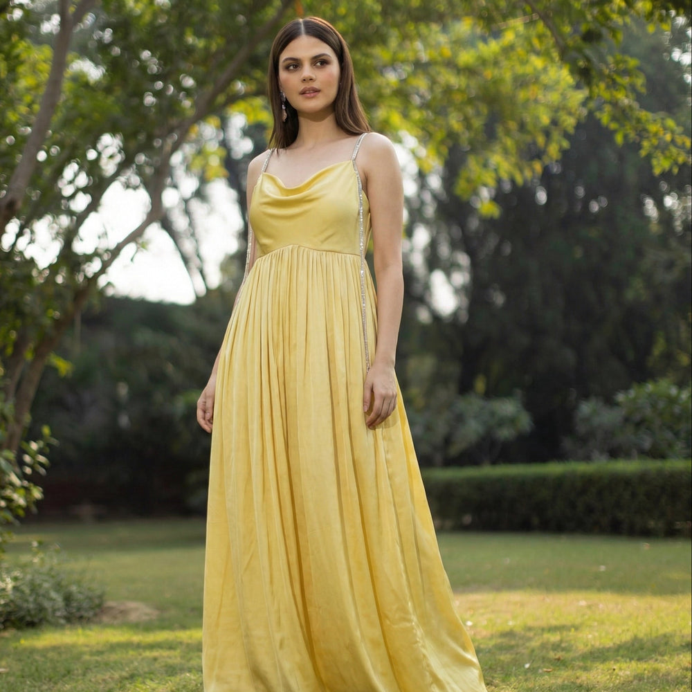 Butter sorbet maternity gown – soft drape silhouette by Ozel