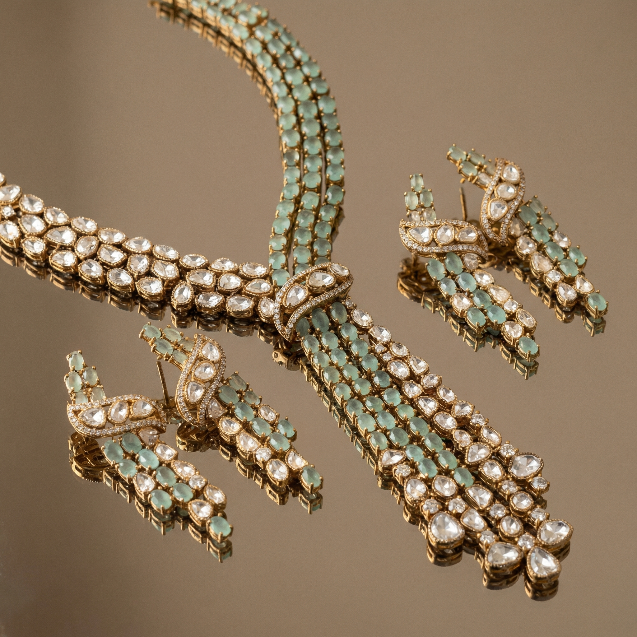 Iyla Mint Cascade Necklace Set