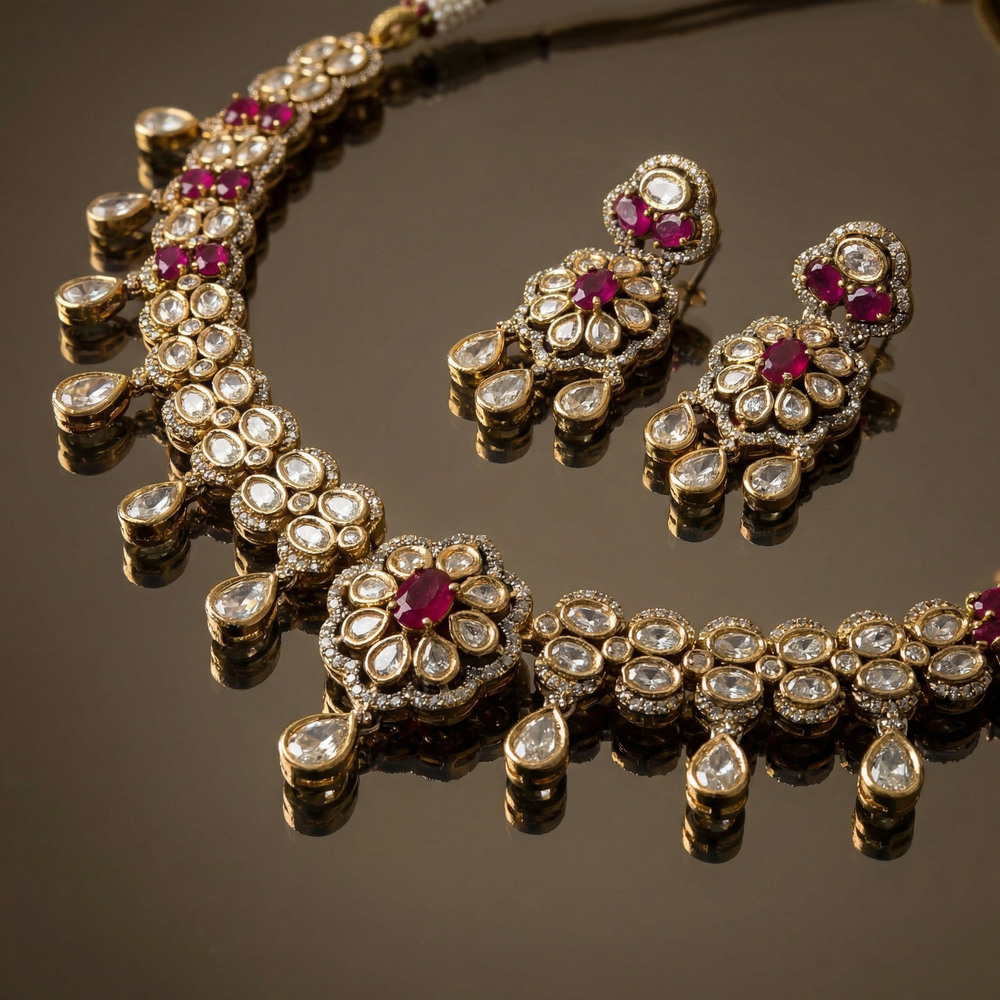 Soha Kundan Necklace Set – traditional Indian jewelry by Ozel