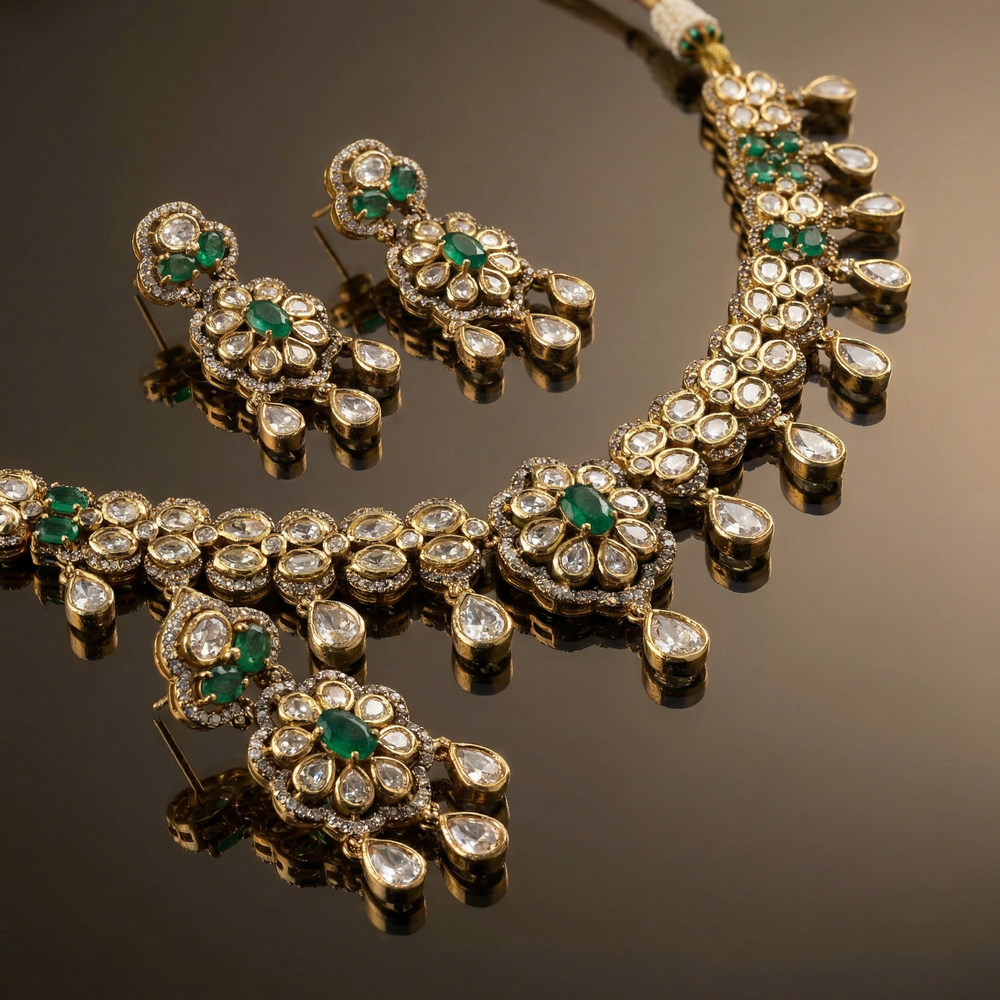 Soha Kundan Necklace Set – intricate kundan necklace set by Ozel