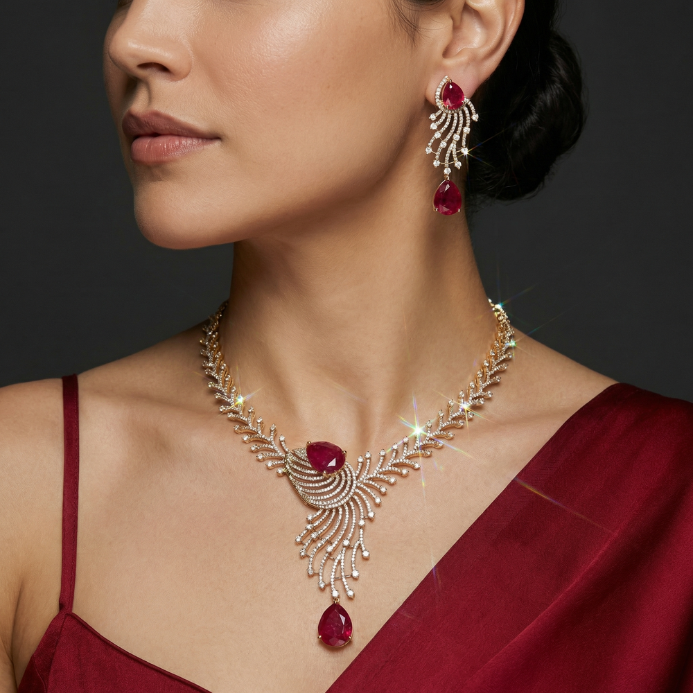 Mayura Drop Necklace – handcrafted Indian drop jewelry by Ozel