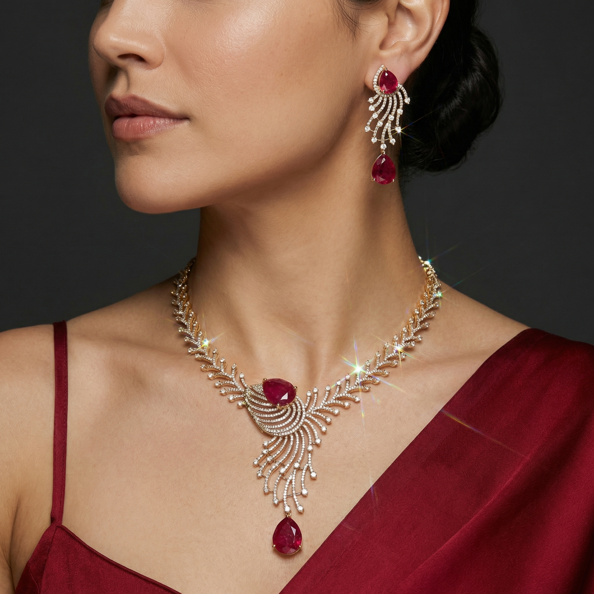 Mayura Drop Necklace – handcrafted Indian drop jewelry by Ozel
