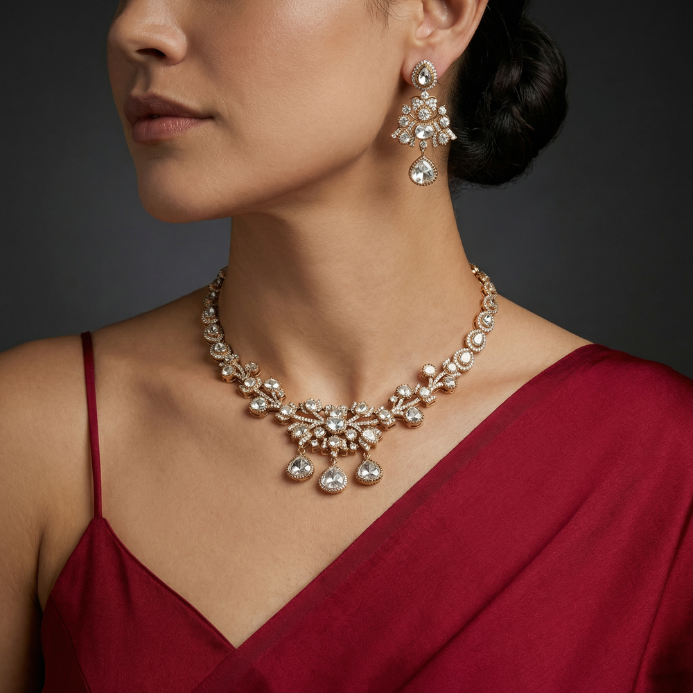 Solene Elegant Necklace Set with refined goldwork and understated luxury design by Ozel