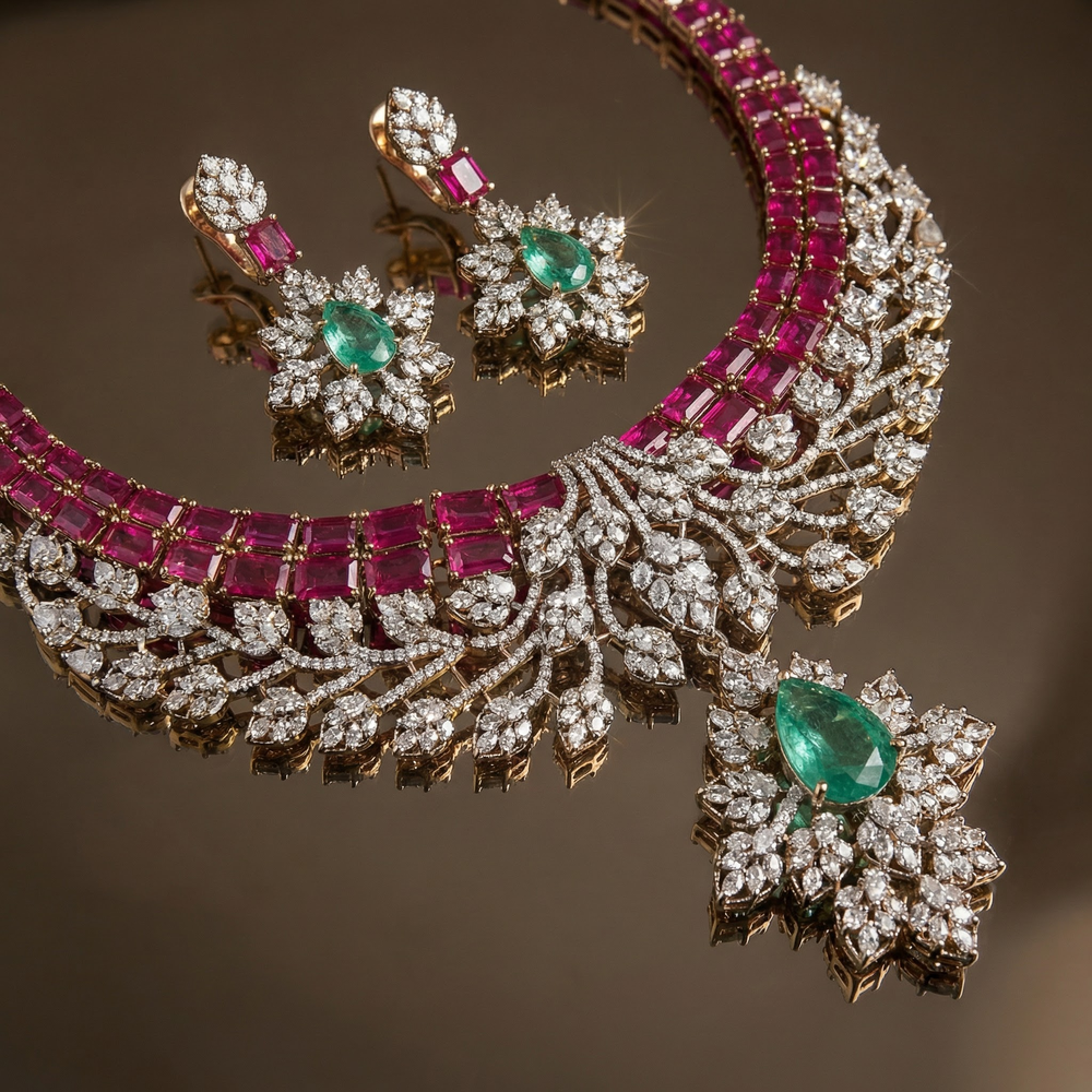 Chrystal Necklace Set – artisan Indian jewelry by Ozel