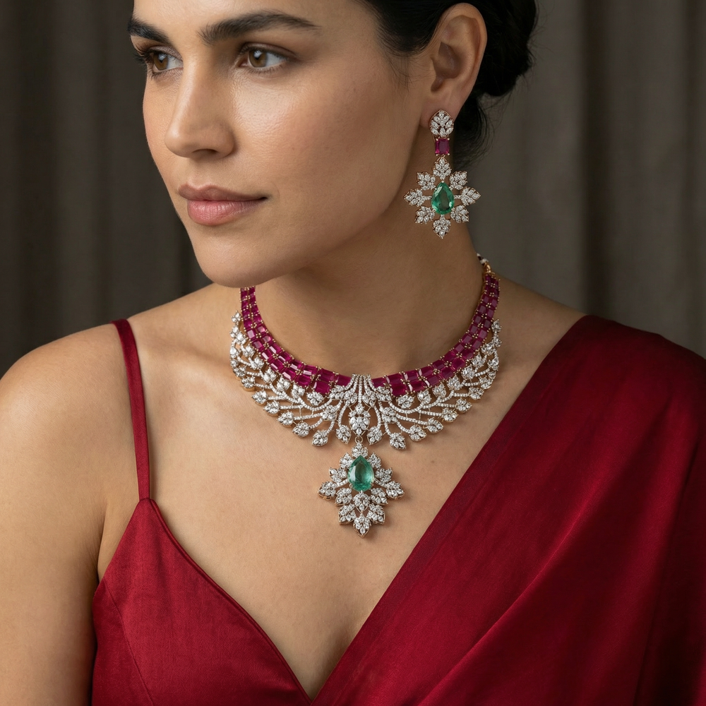 Chrystal Necklace Set – elegant crystal embellished necklace by Ozel