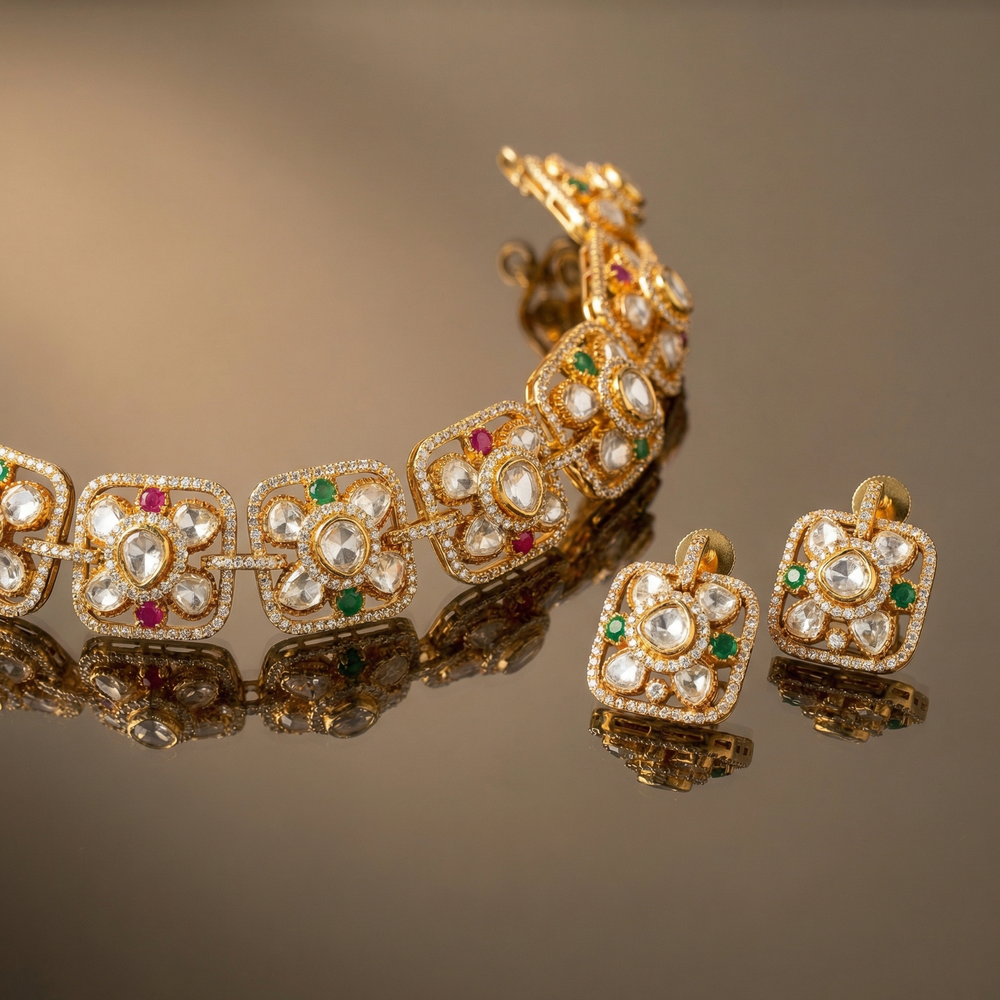 Chokor Floral Choker Set – delicate floral Indian choker by Ozel