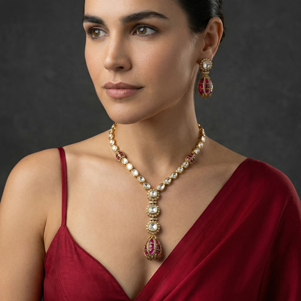Trish Drop Necklace Set – handcrafted drop necklace set by Ozel