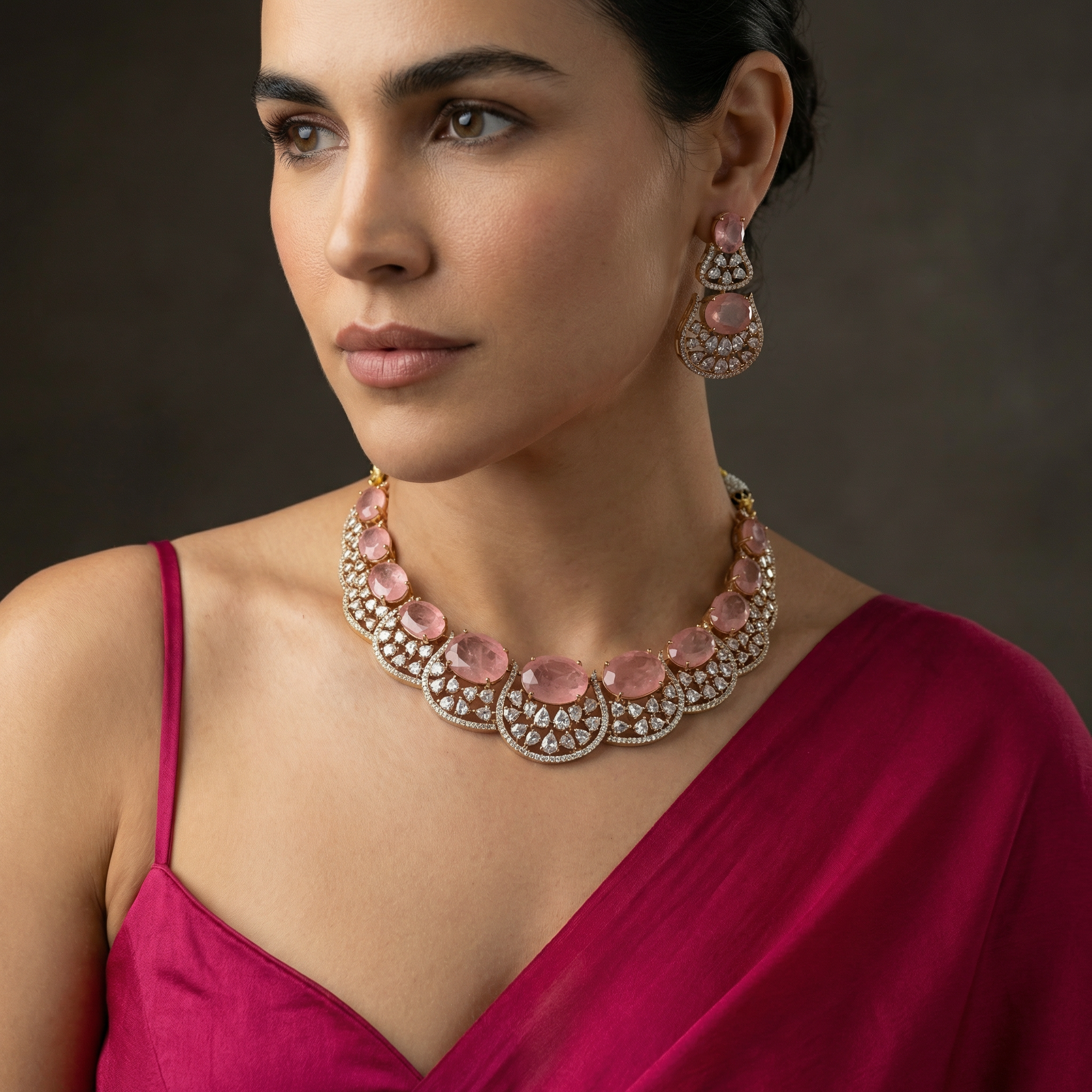 Rosie Silver and Blush Pink Necklace Set