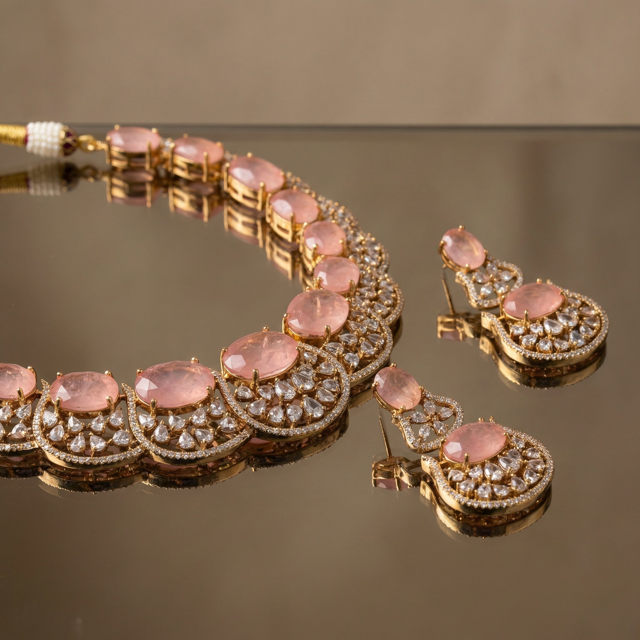 Rosie Silver and Blush Pink Necklace Set