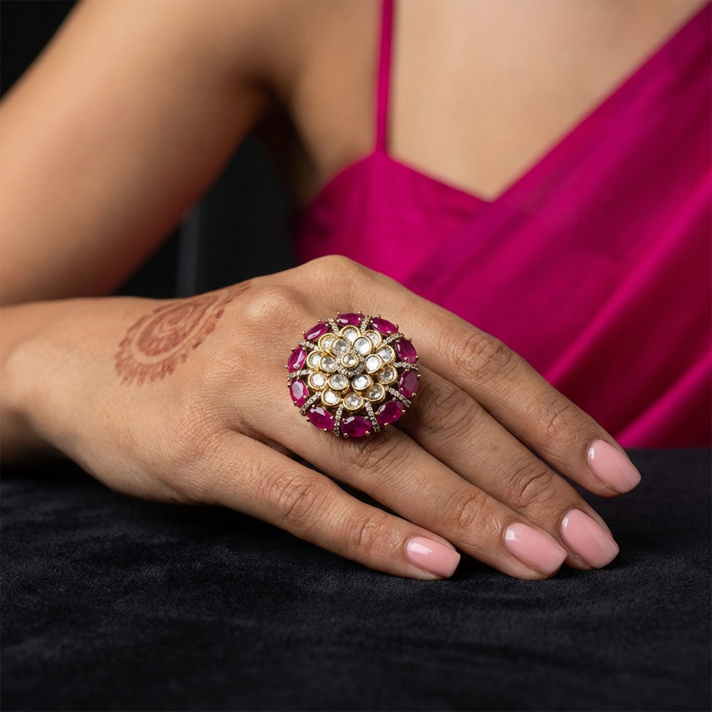 Gul Cocktail Ring – artisan Indian statement ring by Ozel