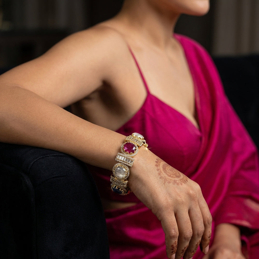Srishti Multicolor Baguette Bangle – artisan Indian bangle by Ozel