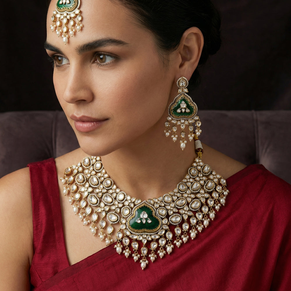 Aarya Noor Necklace Set – artisan kundan necklace set by Ozel