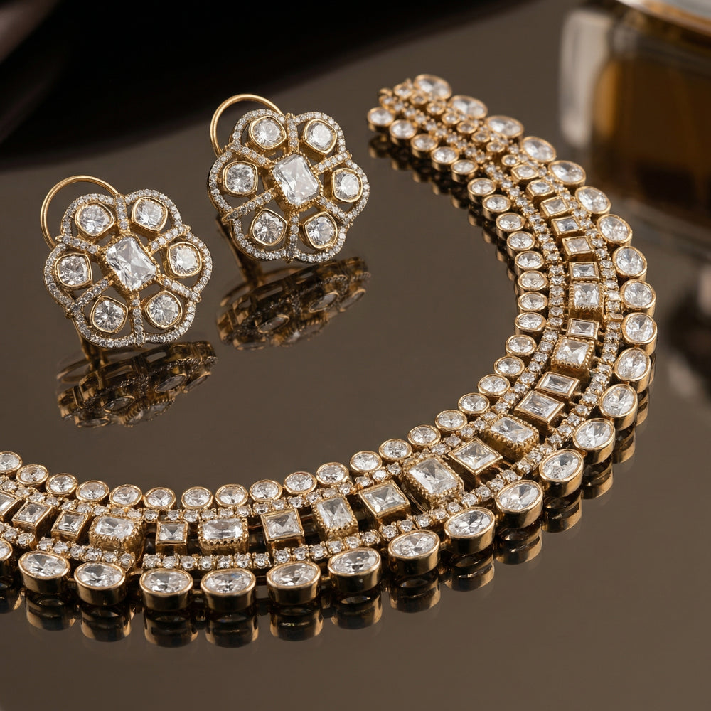 Noorjahaan Royale Kundan Necklace Set – Mughal-inspired kundan jewelry by Ozel