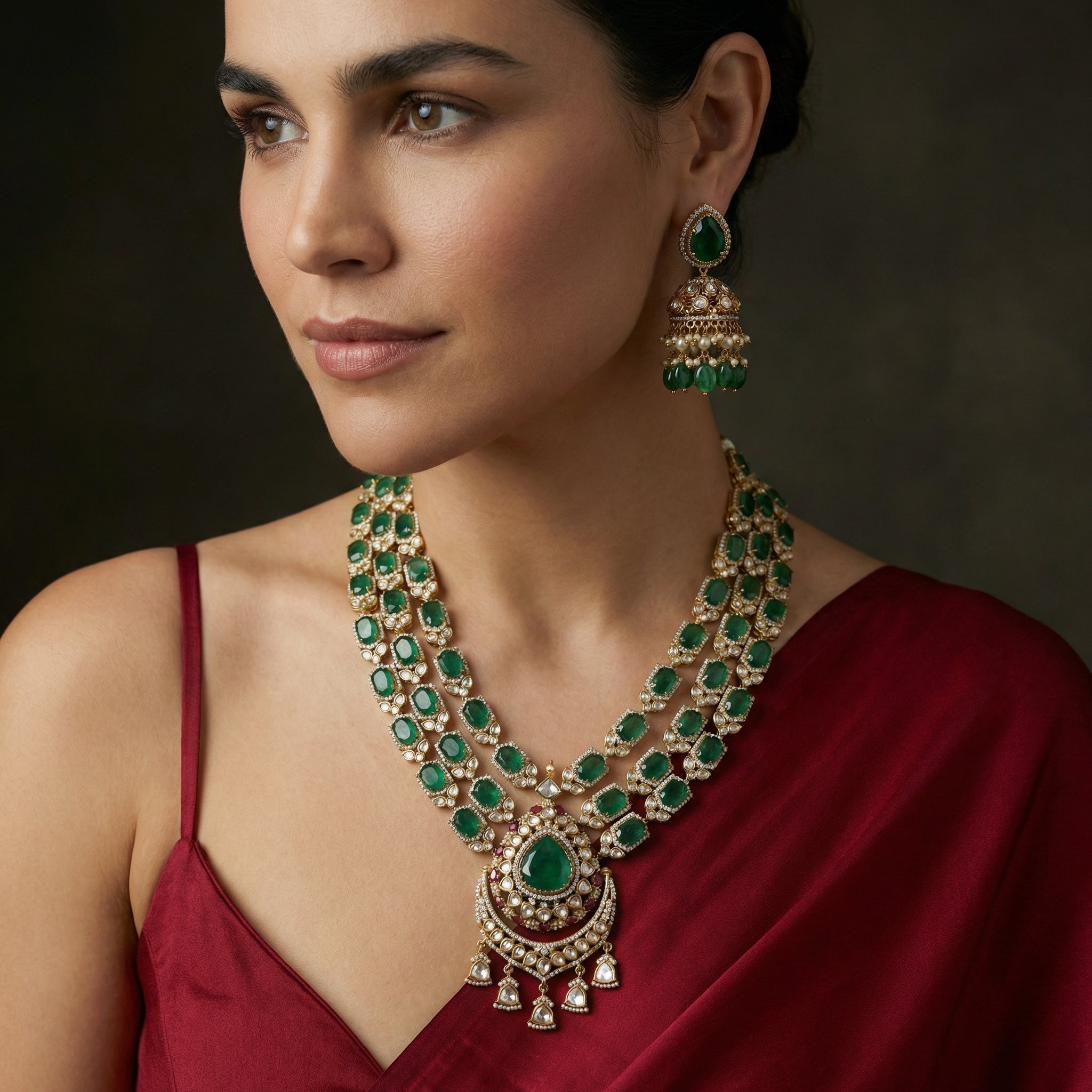 Aarunya Emerald Royale Necklace Set