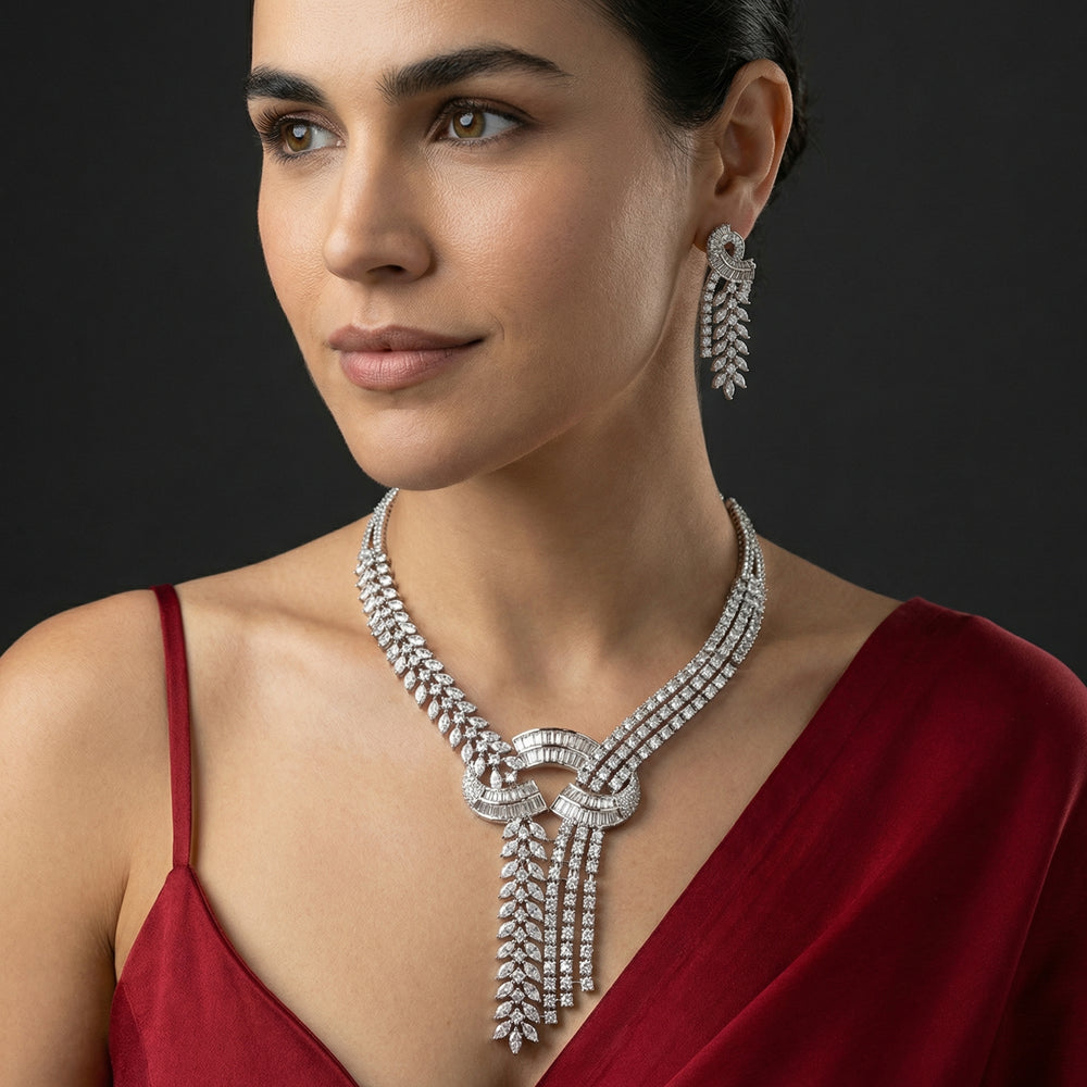 Twist AD Necklace Set – artisan Indian jewelry by Ozel