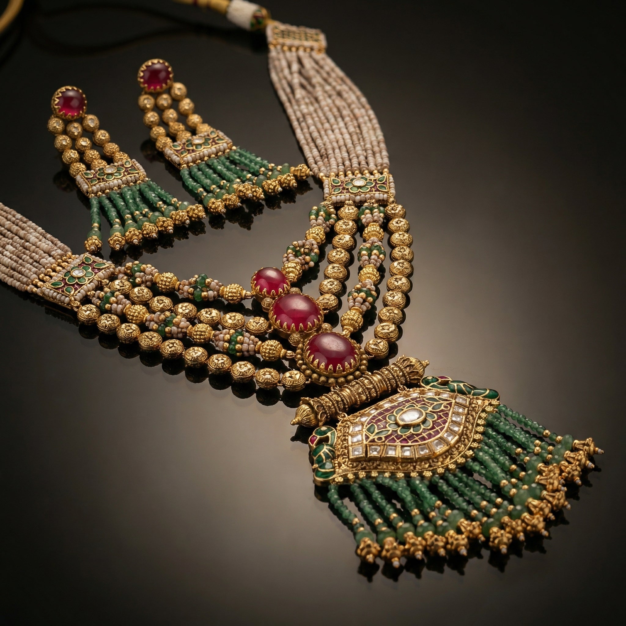 Heritage Ruby Designer Haar Necklace