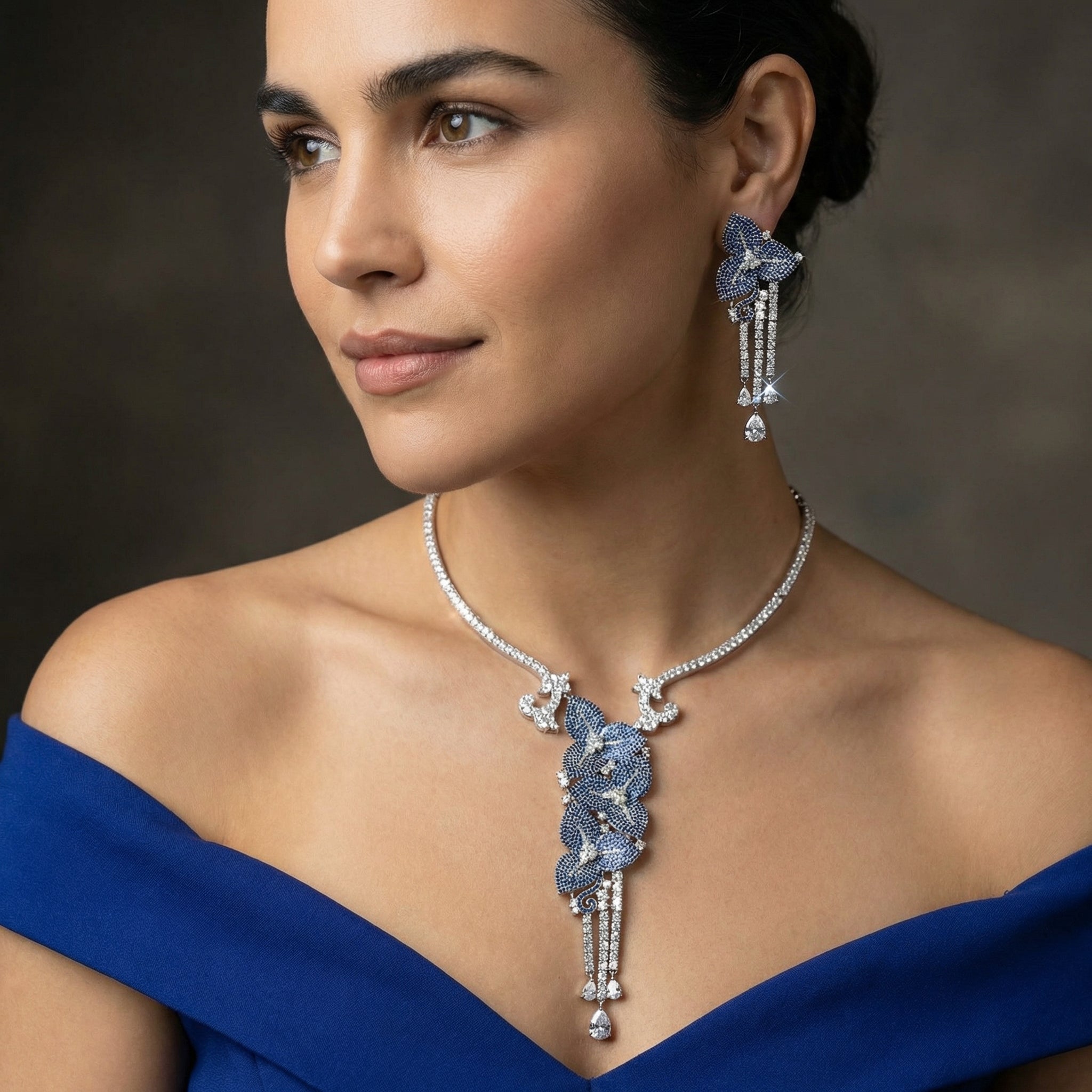 Blue Orchid Necklace Set