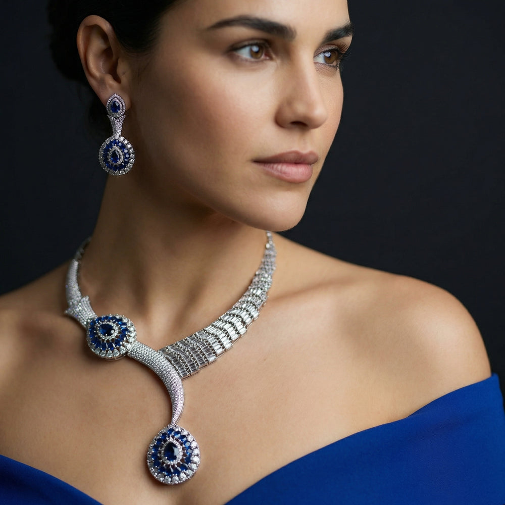 Midnight Royale Sapphire Statement Set – handcrafted sapphire jewelry by Ozel