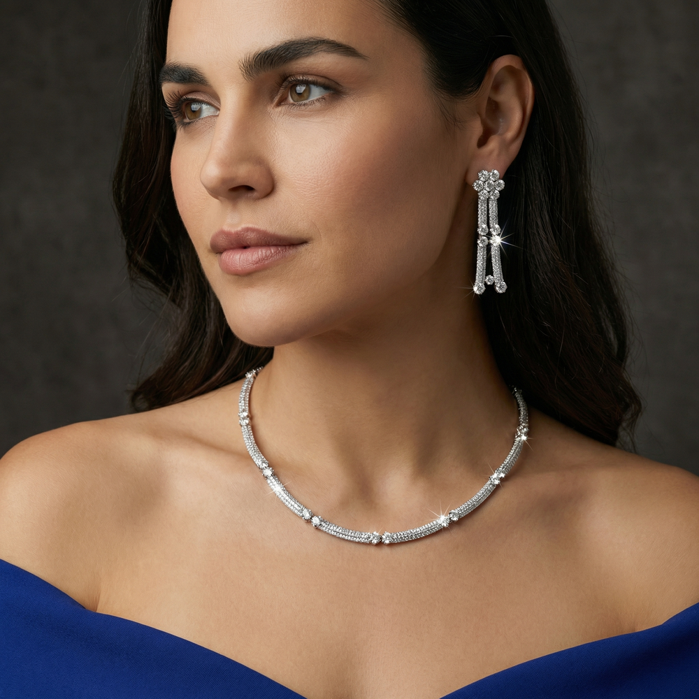 Sienna Line Necklace Set with warm tones and refined minimal line design by Ozel