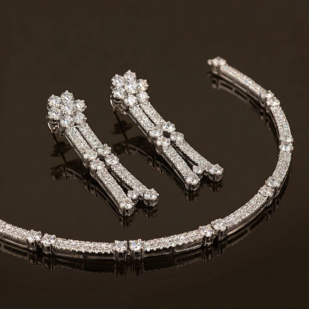 Sienna Line Necklace Set – minimal modern Indian necklace by Ozel