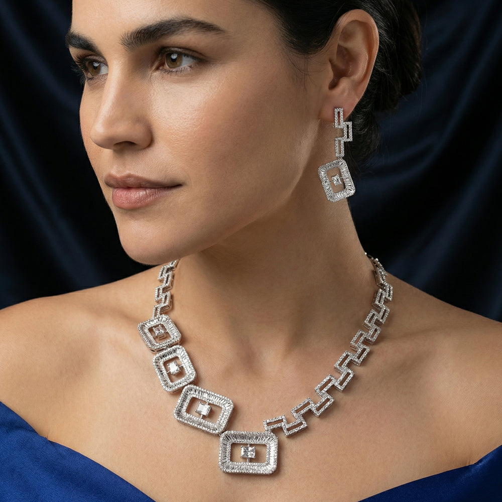 Deco Prism Diamond Link Set – handcrafted art deco diamond jewelry by Ozel
