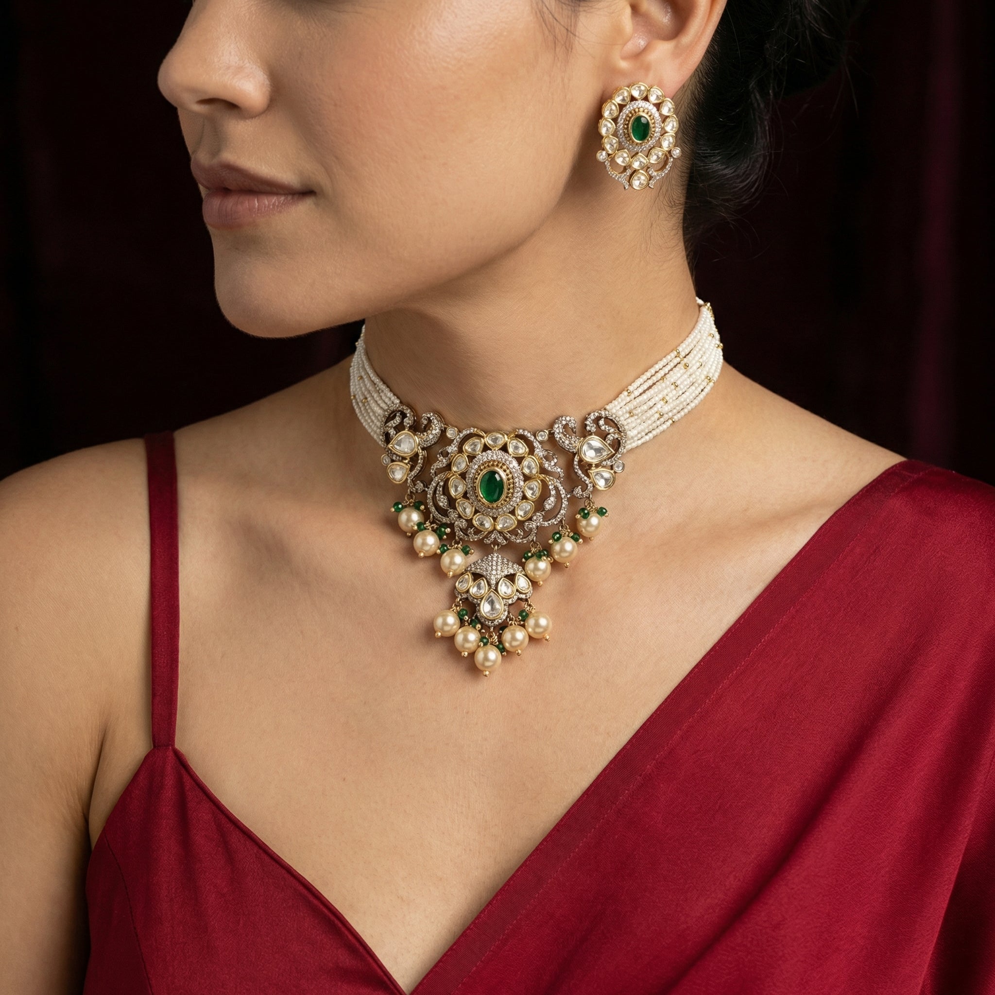 Rani Gulbahar Pearl Choker Set