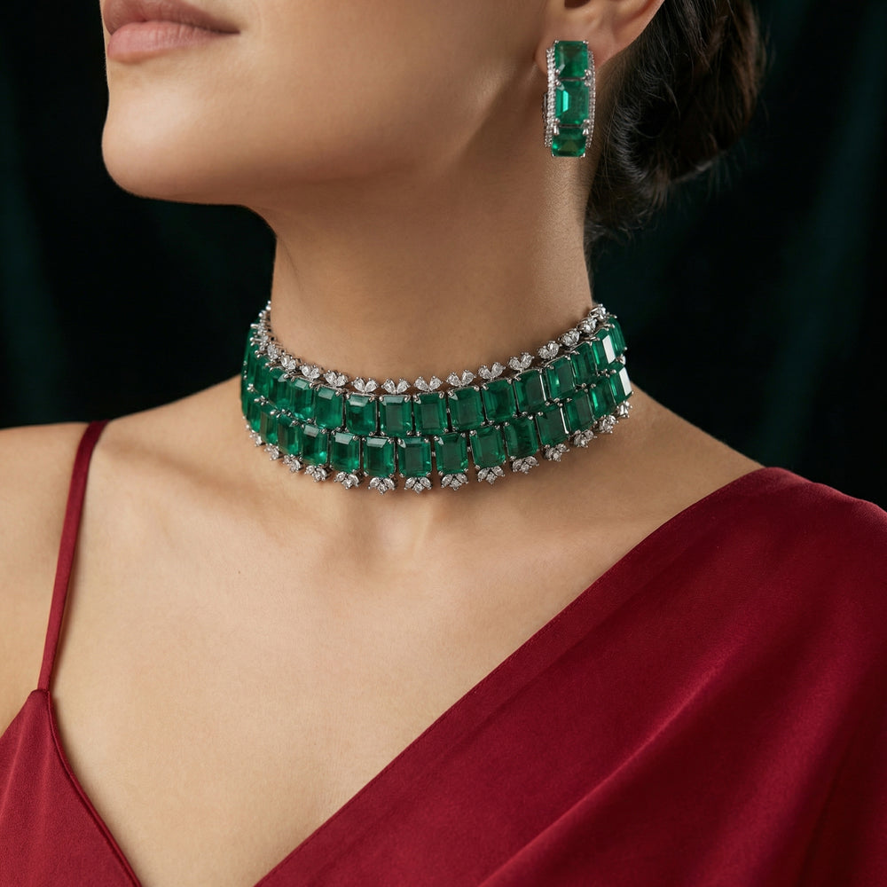 Emerald Doublet Choker Set – polki emerald choker by Ozel