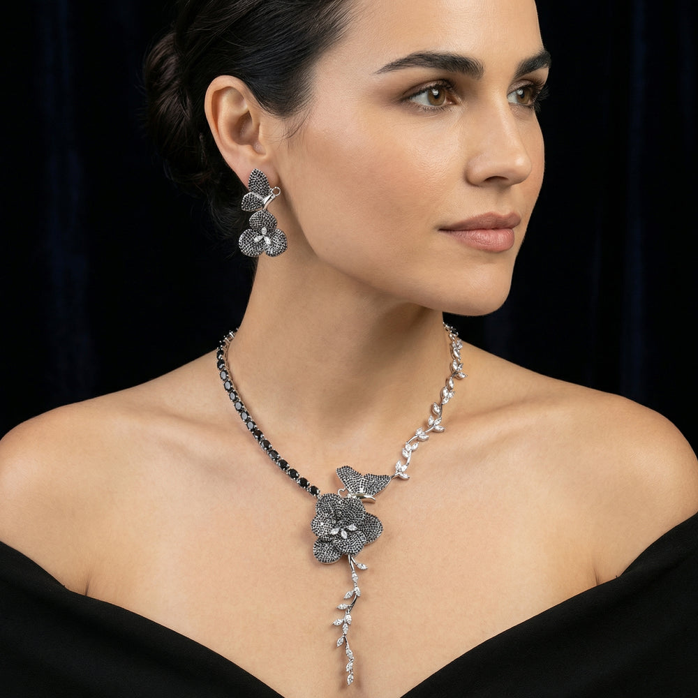 Midnight Orchid Necklace Set – artisan Indian jewelry by Ozel