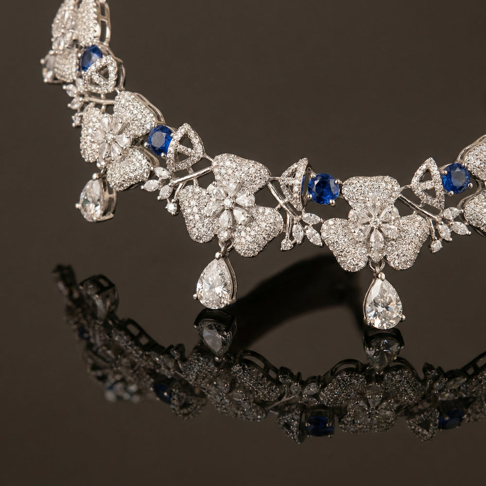 Floral AD Sapphire Necklace – artisan Indian jewelry by Ozel