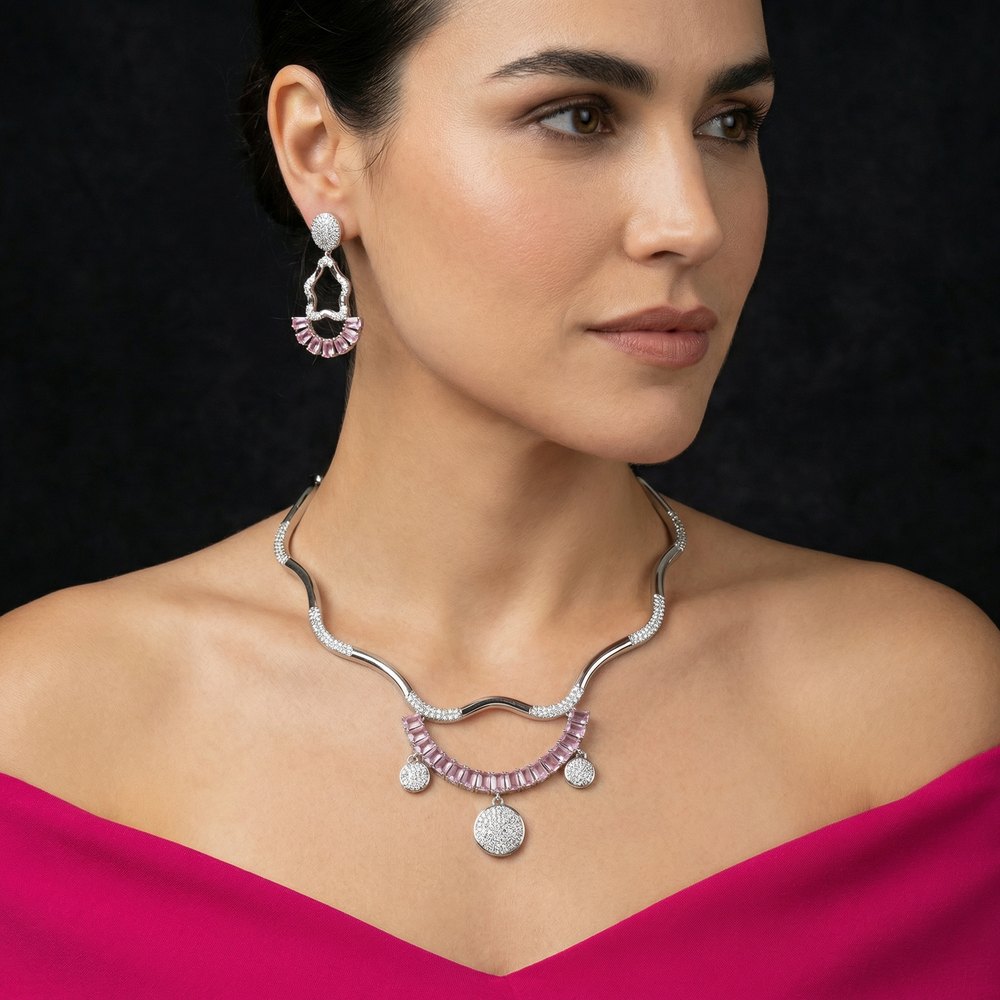 Serpentine Gleam AD Necklace Set – handcrafted serpentine necklace by Ozel