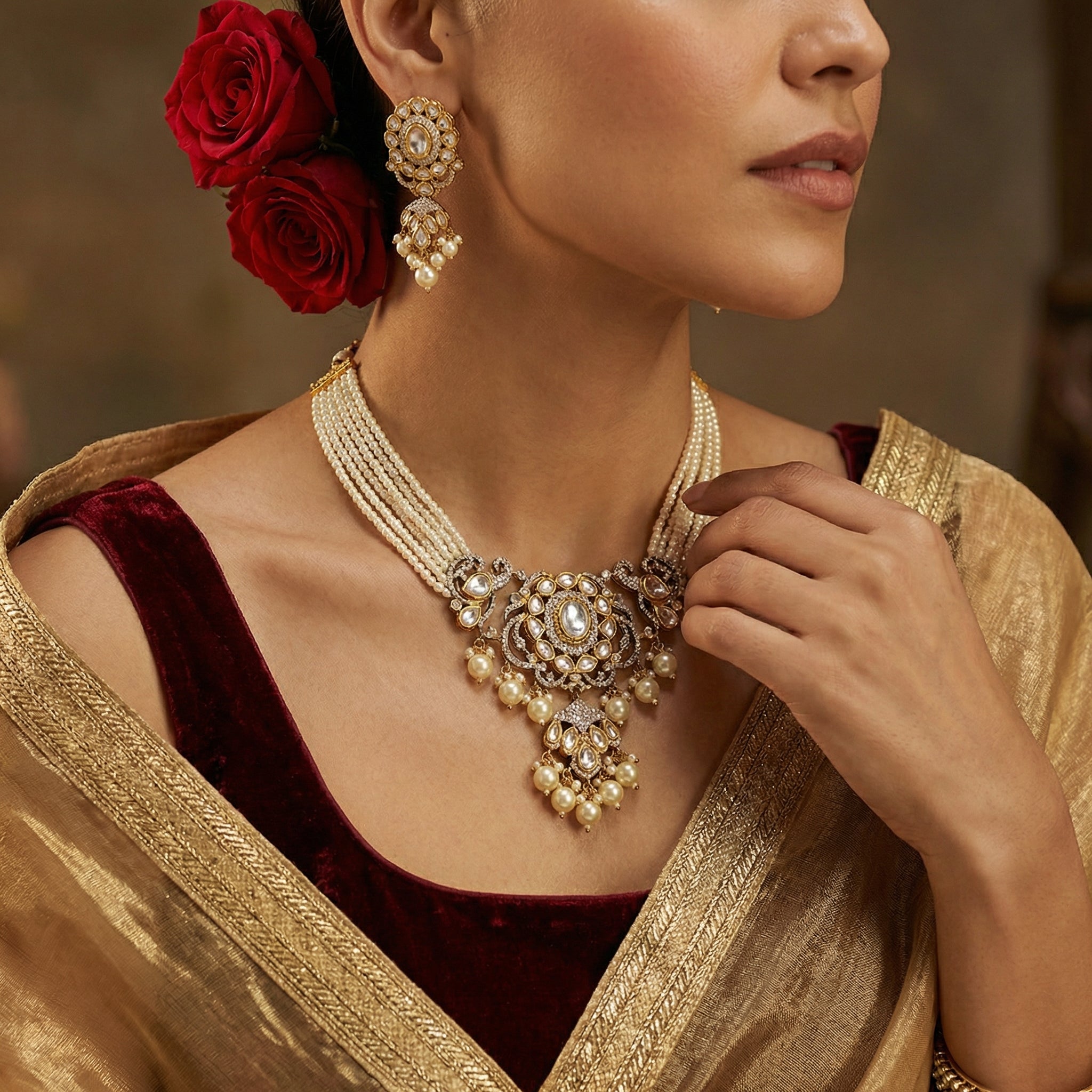 Rani Gulbahar Pearl Choker Set