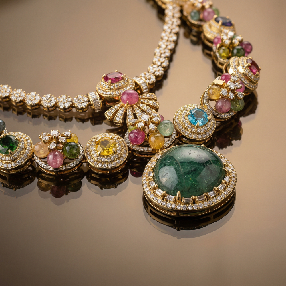 Rajsi Ratna Heirloom Layered Necklace Set – multi-stone Indian jewelry by Ozel