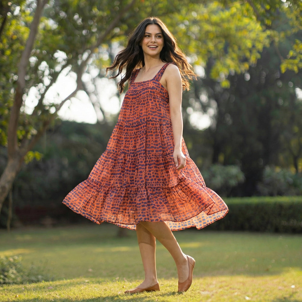 Printed Summer Dress with vibrant seasonal print and relaxed summer silhouette by Ozel