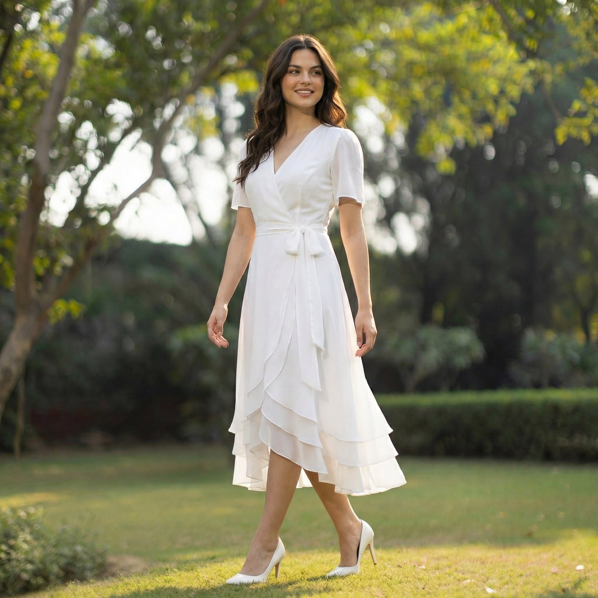 Flutter Wrap Dress White