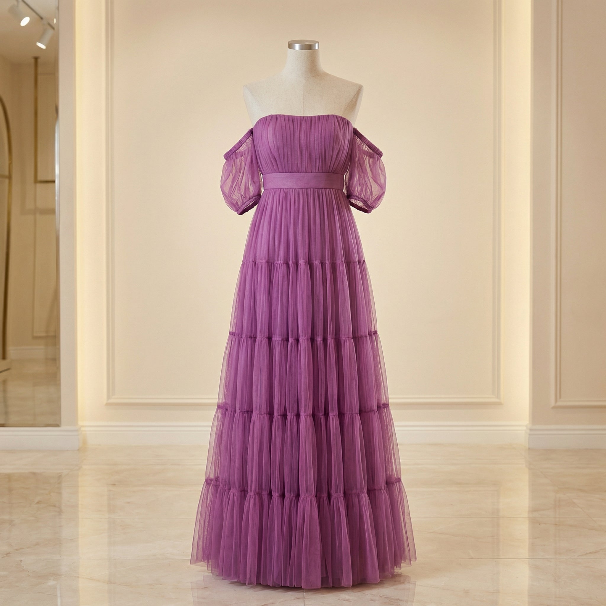 Tulle off shoulder layered dress (Sale)