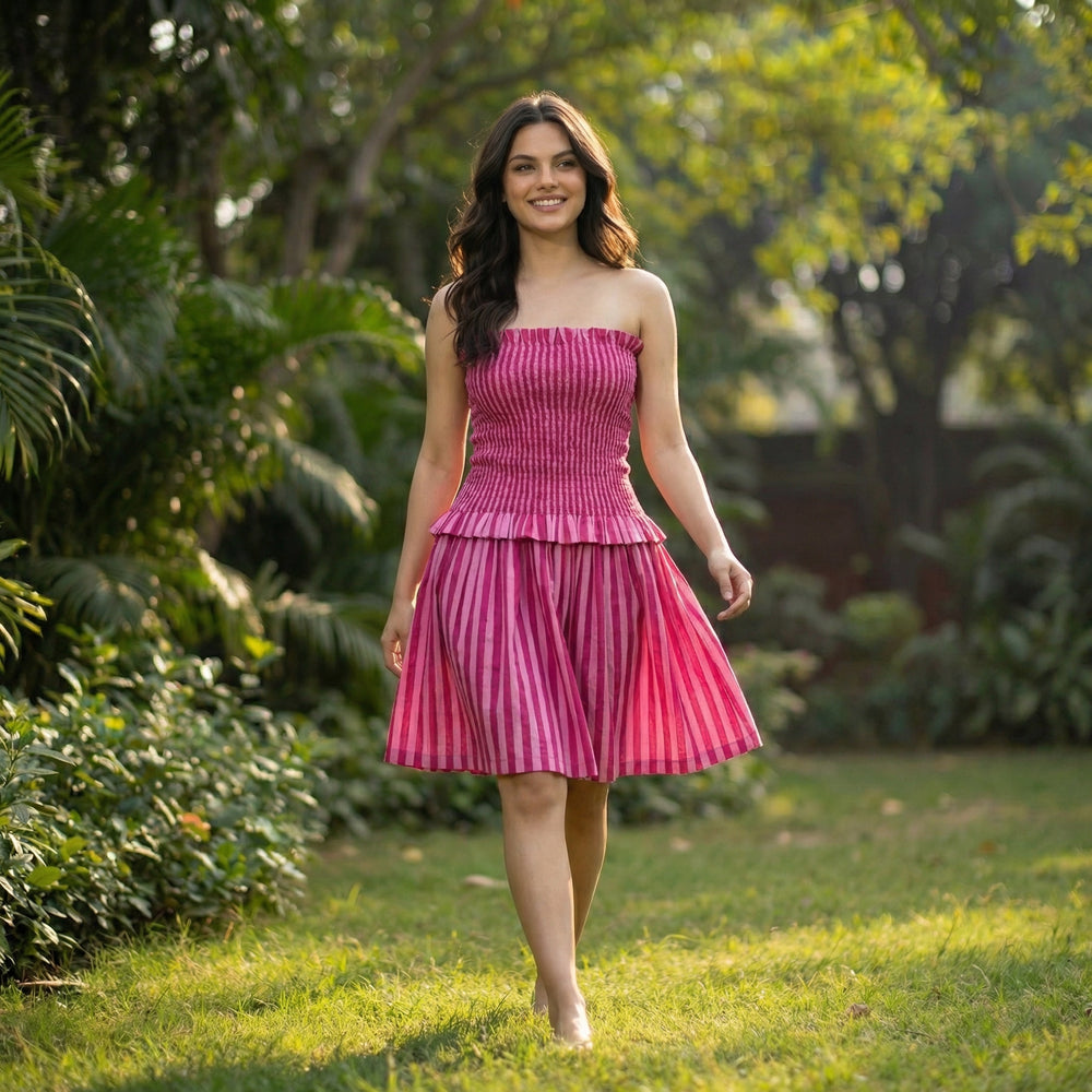 Rosé Riviera Strapless Short Summer Dress – breezy summer dress by Ozel