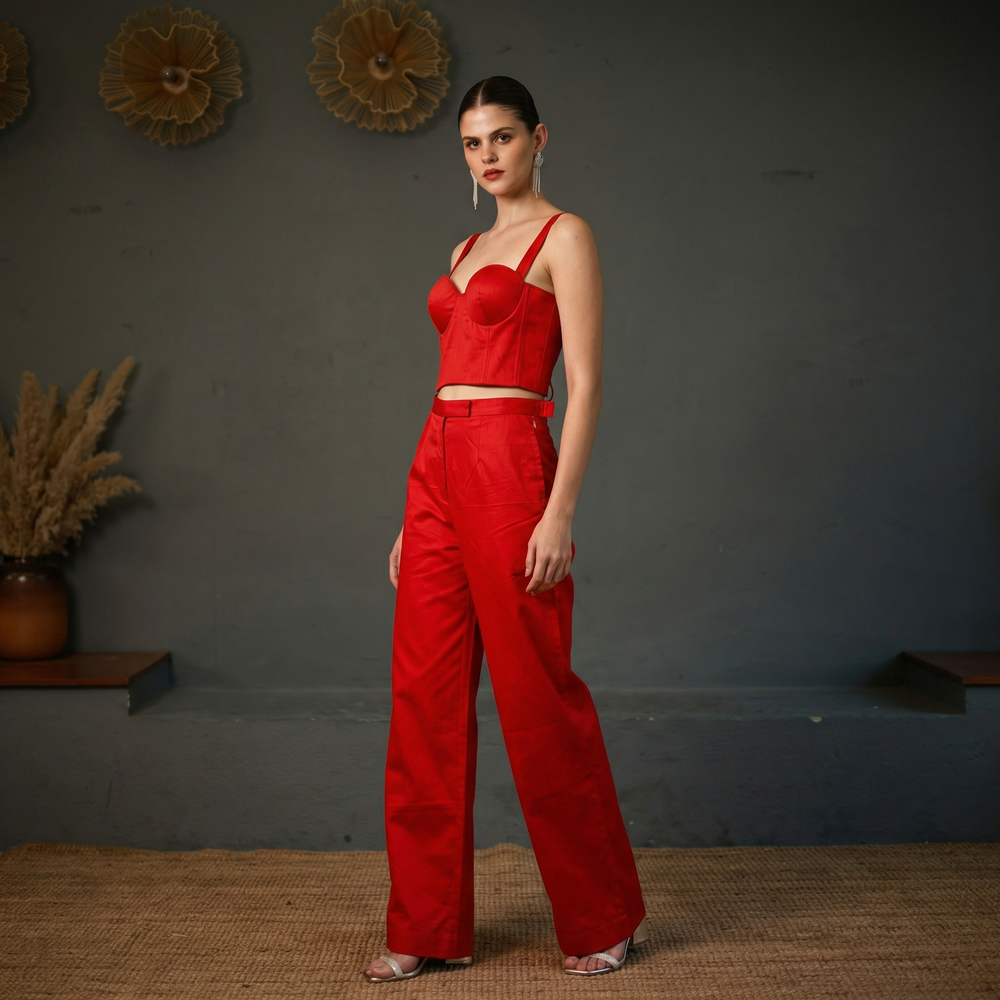 Hot Red Co-ord Set – bold scarlet coord by Ozel