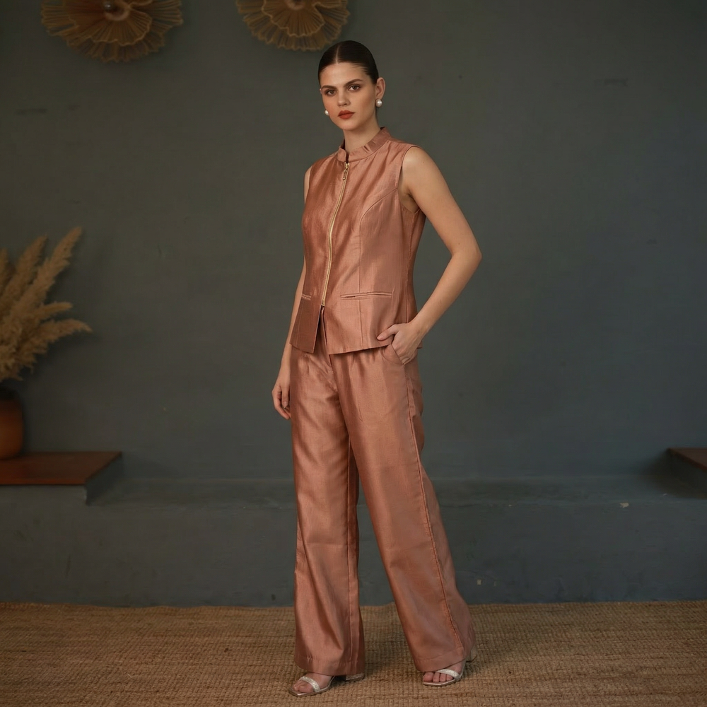 Luxe Pantsuit in Pink – tailored pink pantsuit by Ozel