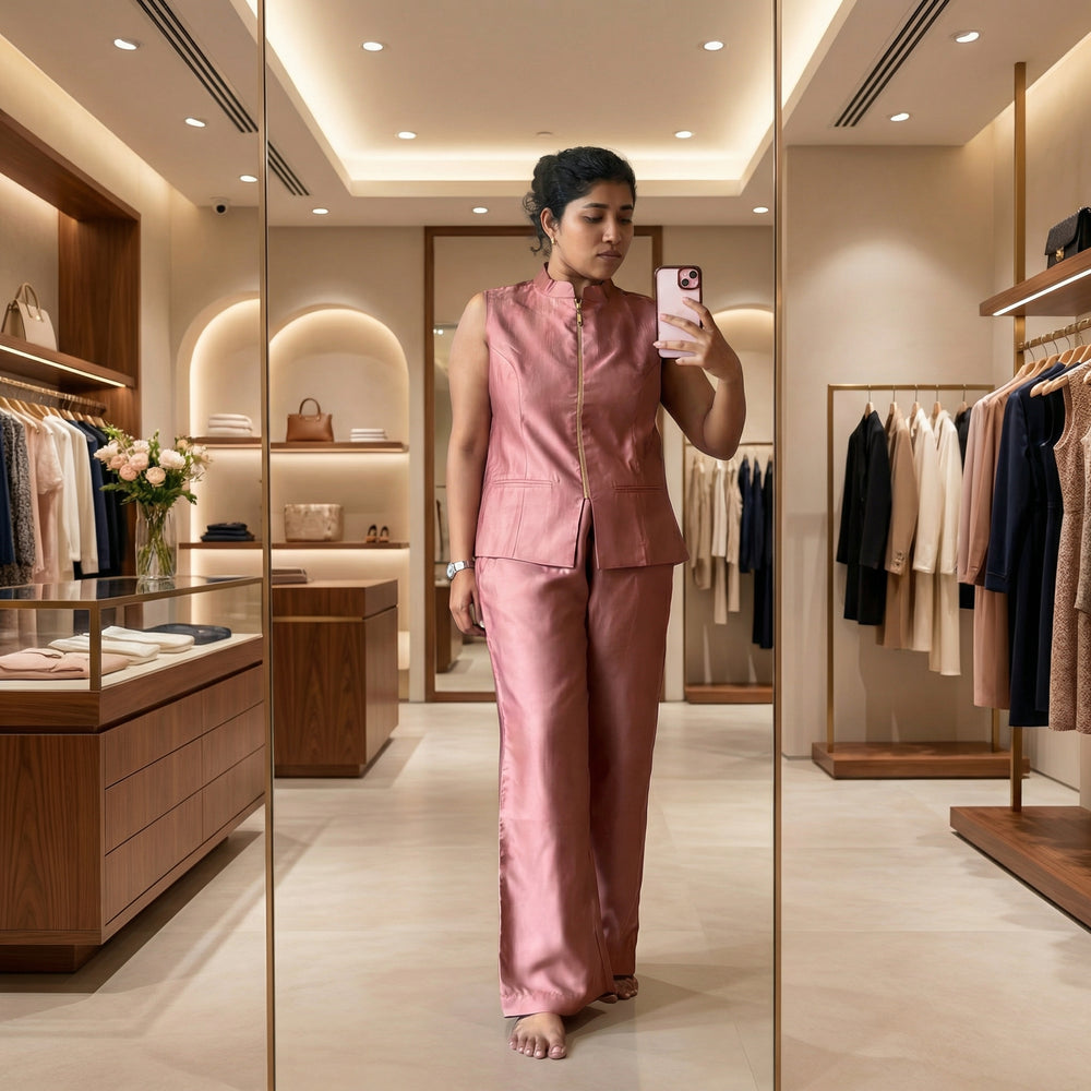 Luxe Pantsuit in Pink – power-dressing pink suit by Ozel