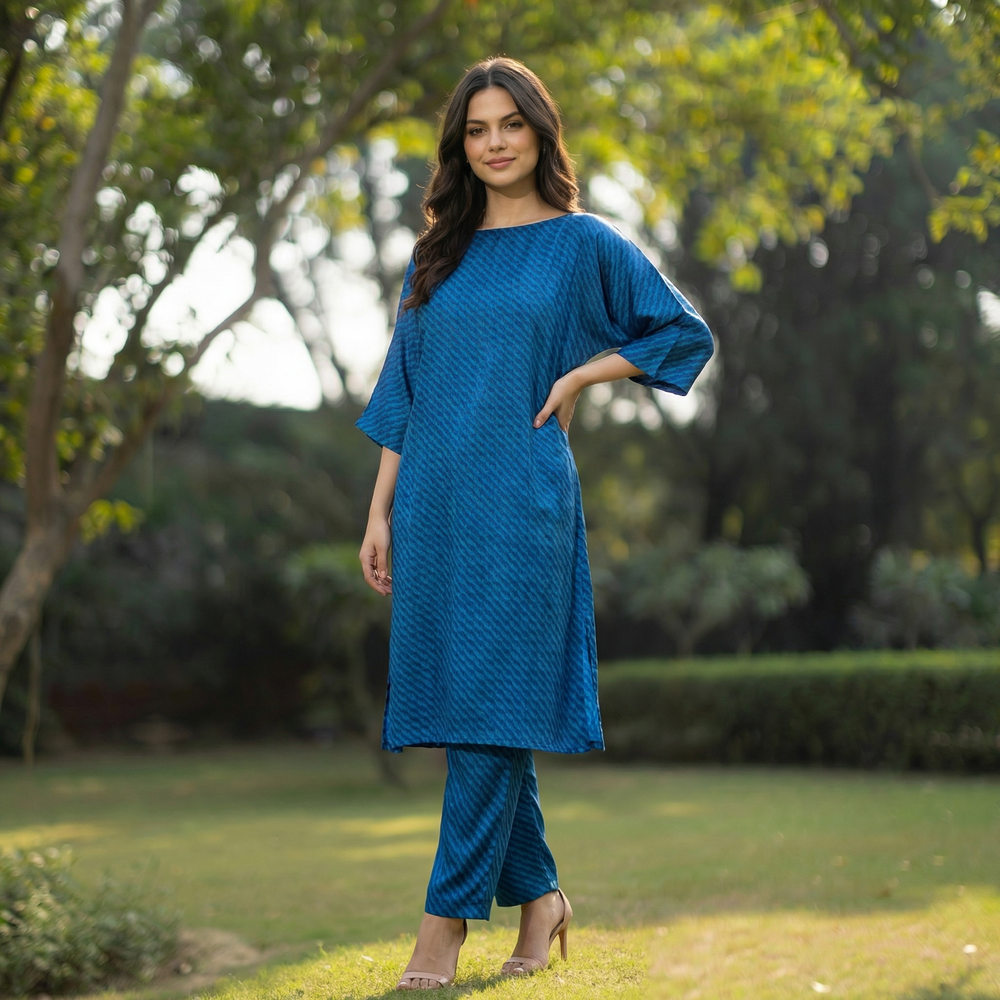 Noir Kaftan Coord Set – midnight black kaftan coord by Ozel