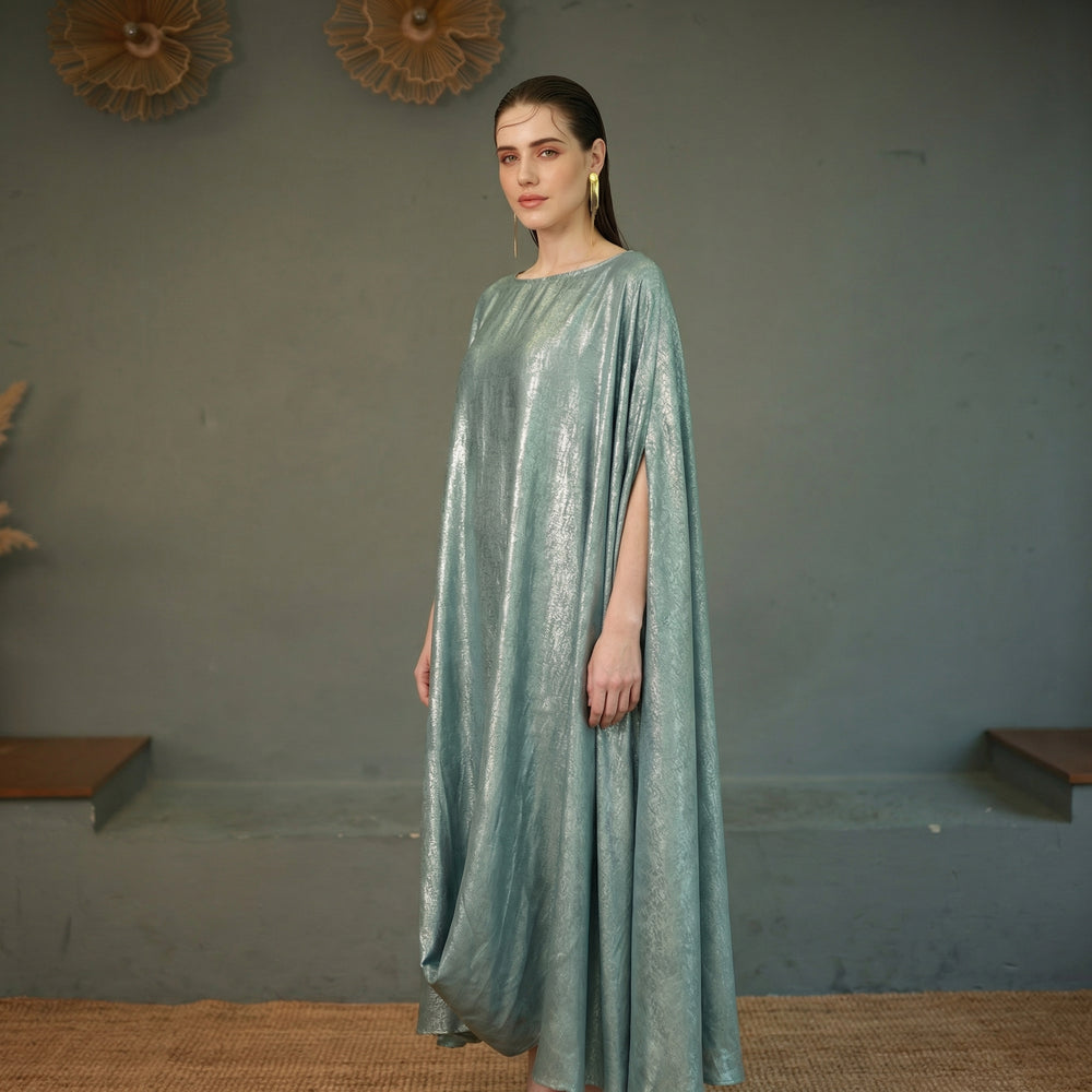 Zayna Kaftan Shimmer Sage Green – shimmer sage kaftan by Ozel