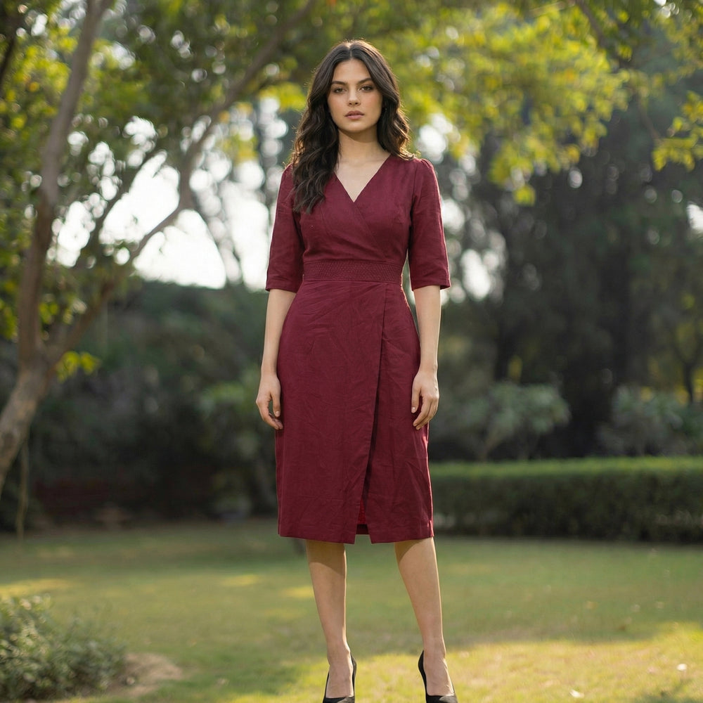Merlot Midi Dress – wine-toned occasion midi by Ozel