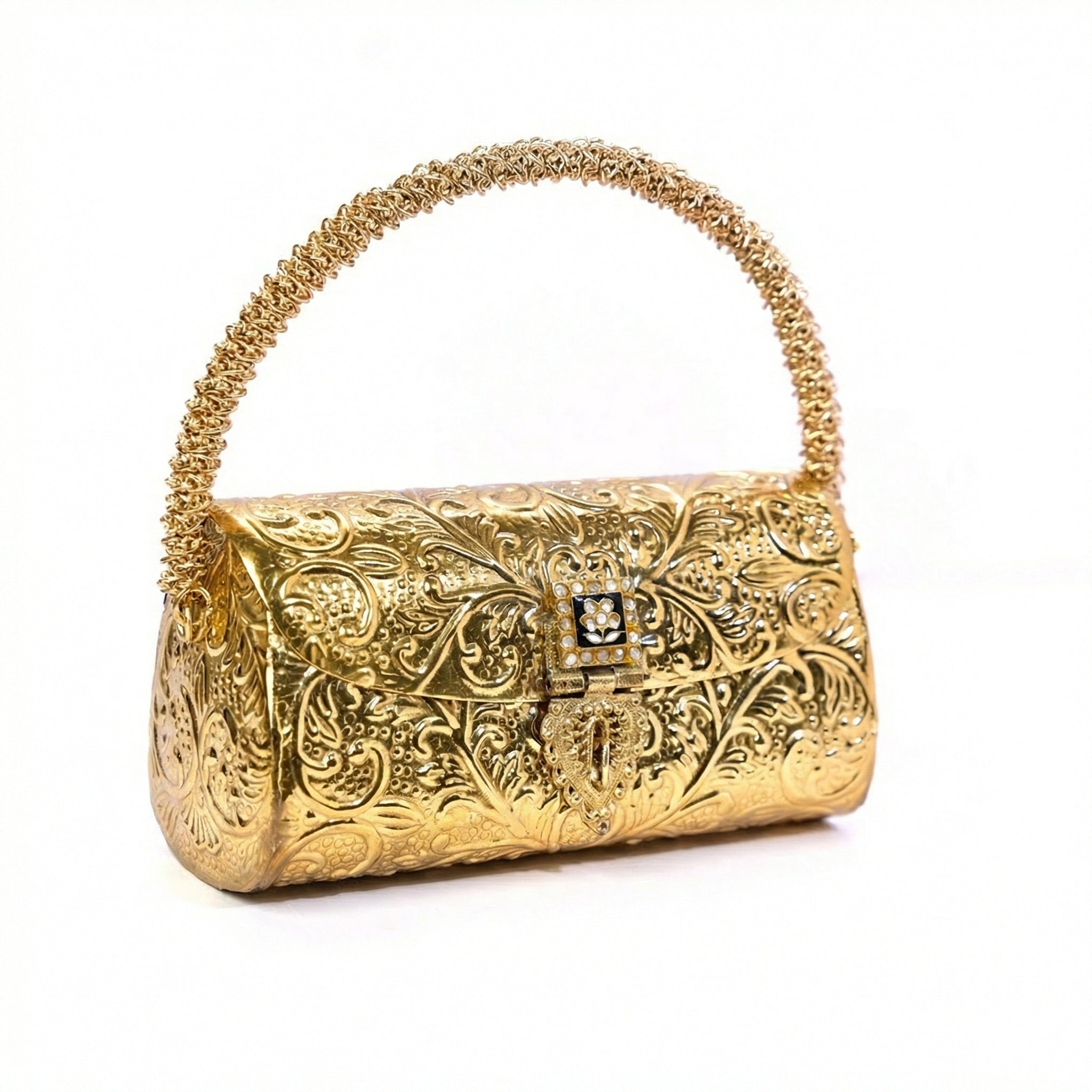 Carved Heritage Golden Clutch Bag