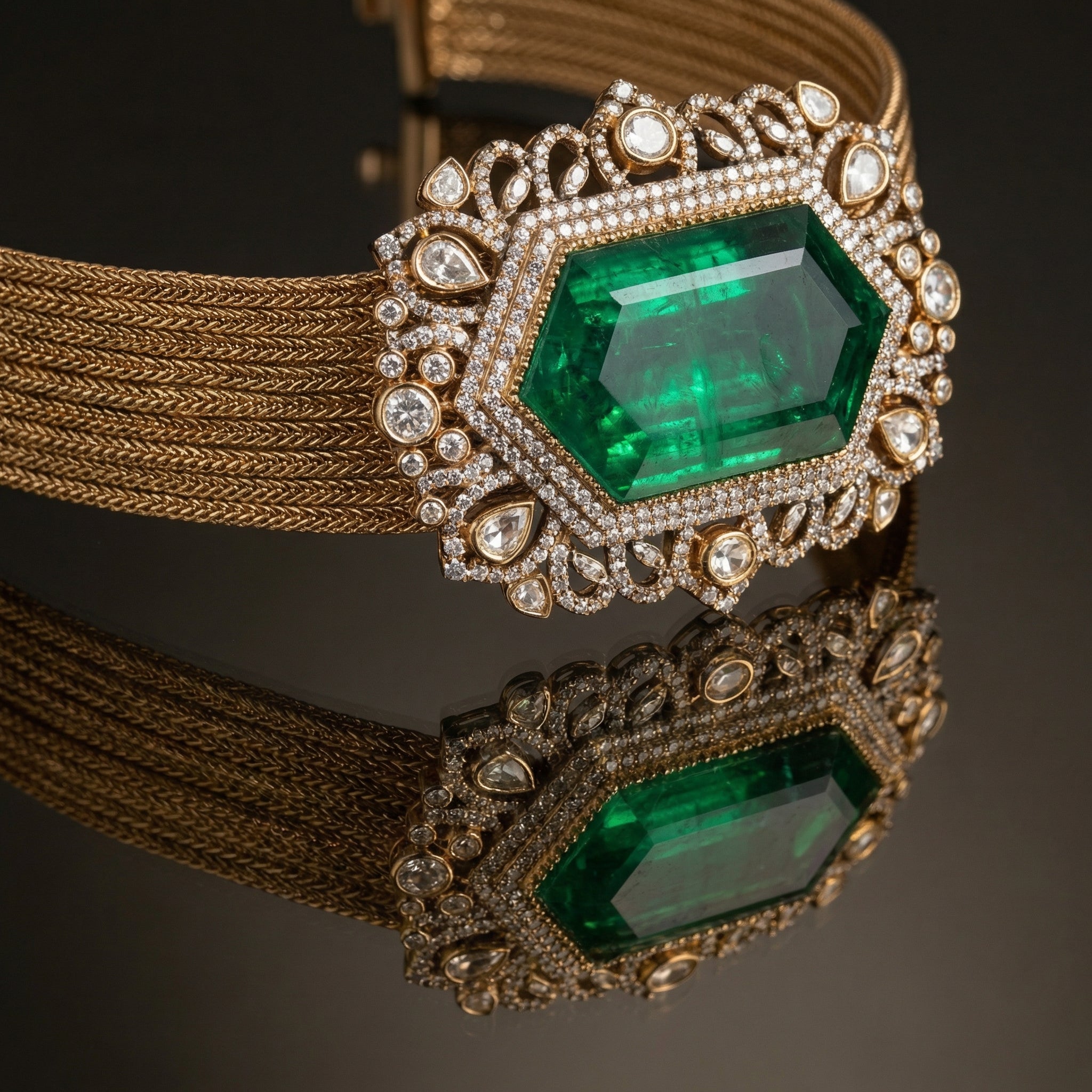 Emerald Luxe Chain Choker Set