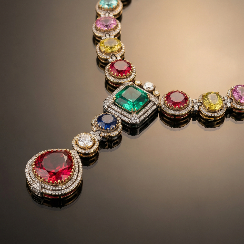 Gemstones Royale Statement Necklace Set – heritage bridal jewelry by Ozel
