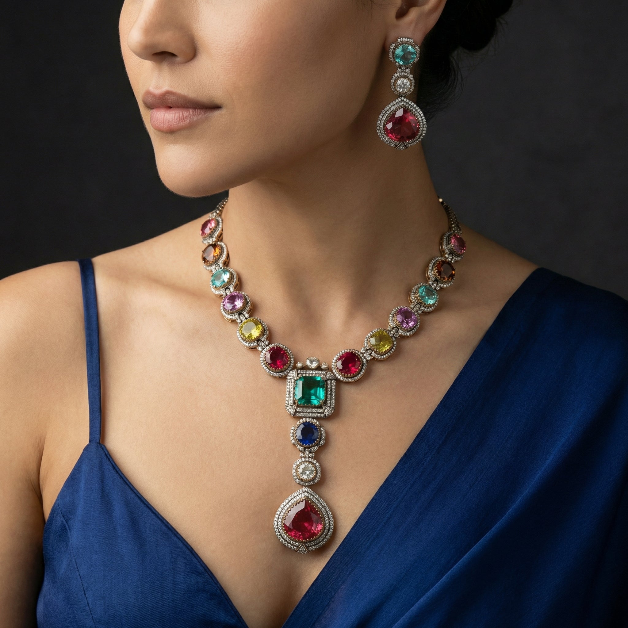 Gemstones Royale Statement Necklace Set
